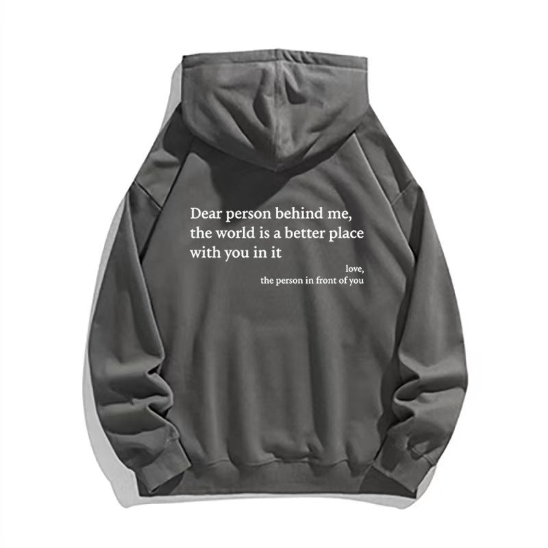 Kangaroo Pocket Drawstring Printed Hoodie