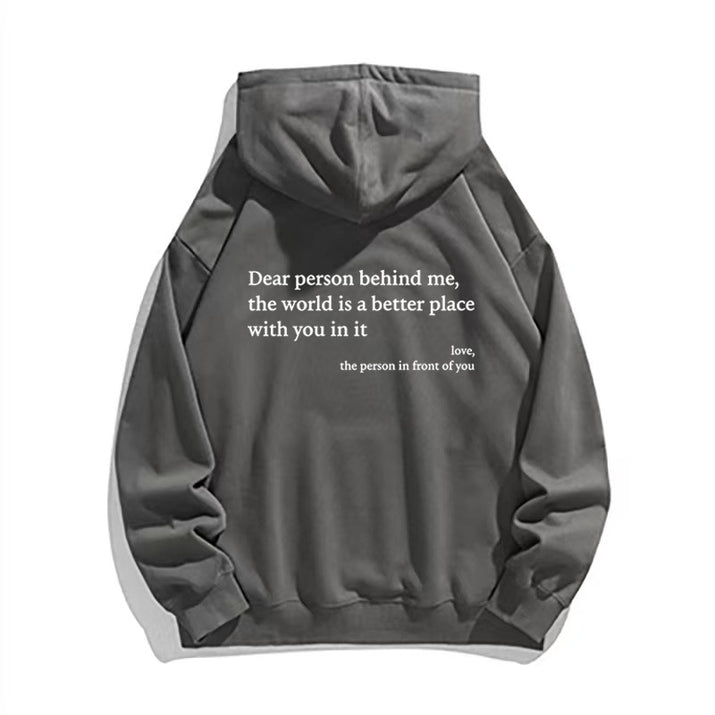 Kangaroo Pocket Drawstring Printed Hoodie