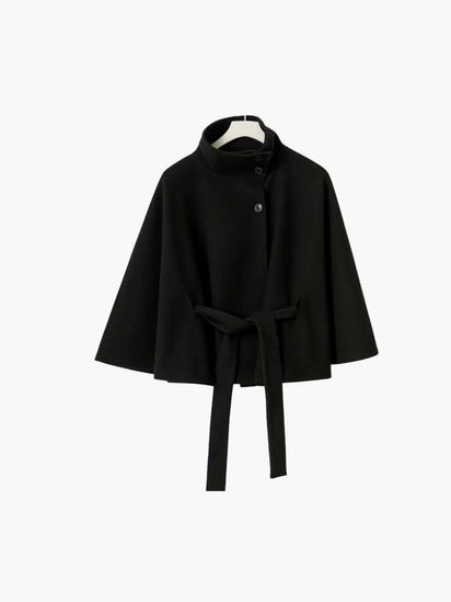 Women’s High Neck Batwing Sleeve Belted Coat — Elegant Winter Trench
