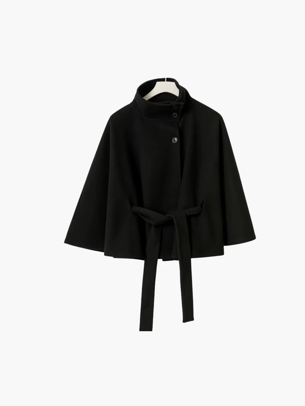 Women’s High Neck Batwing Sleeve Belted Coat — Elegant Winter Trench