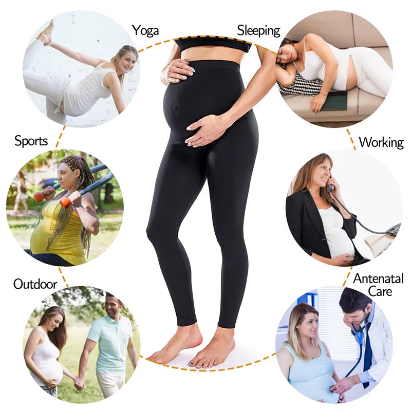 Elastic High Waist Maternity Leggings Skinny for Pregnant Women Belly Support Postpartum Leggins Body Shaper Fitness Trousers